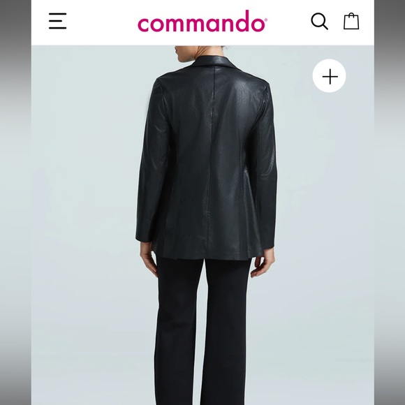 Faux Leather Double-Breasted Blazer - Picture 2 of 8